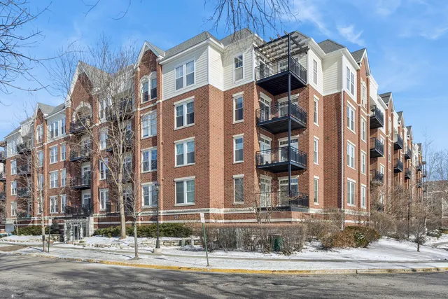a view of a building and a street