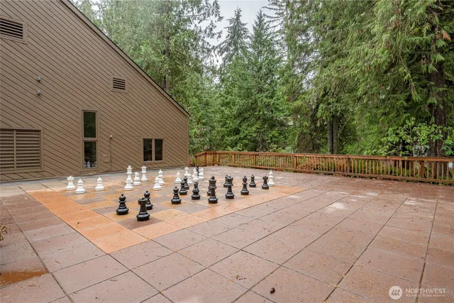 a view of a terrace with yard