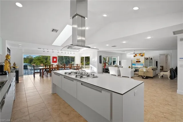 a view of a living room and dining room