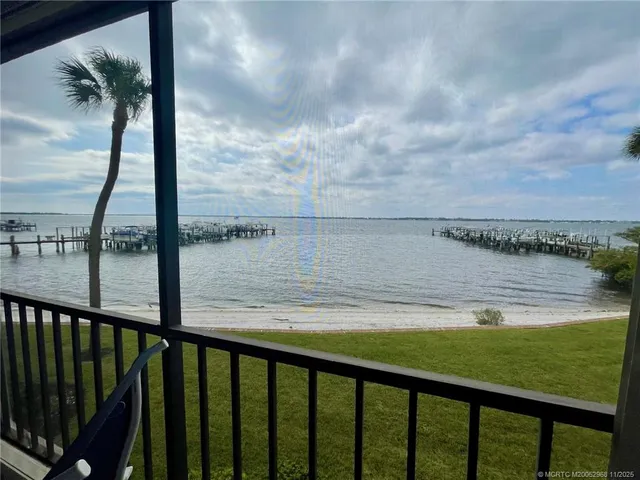 a view of lake from a balcony