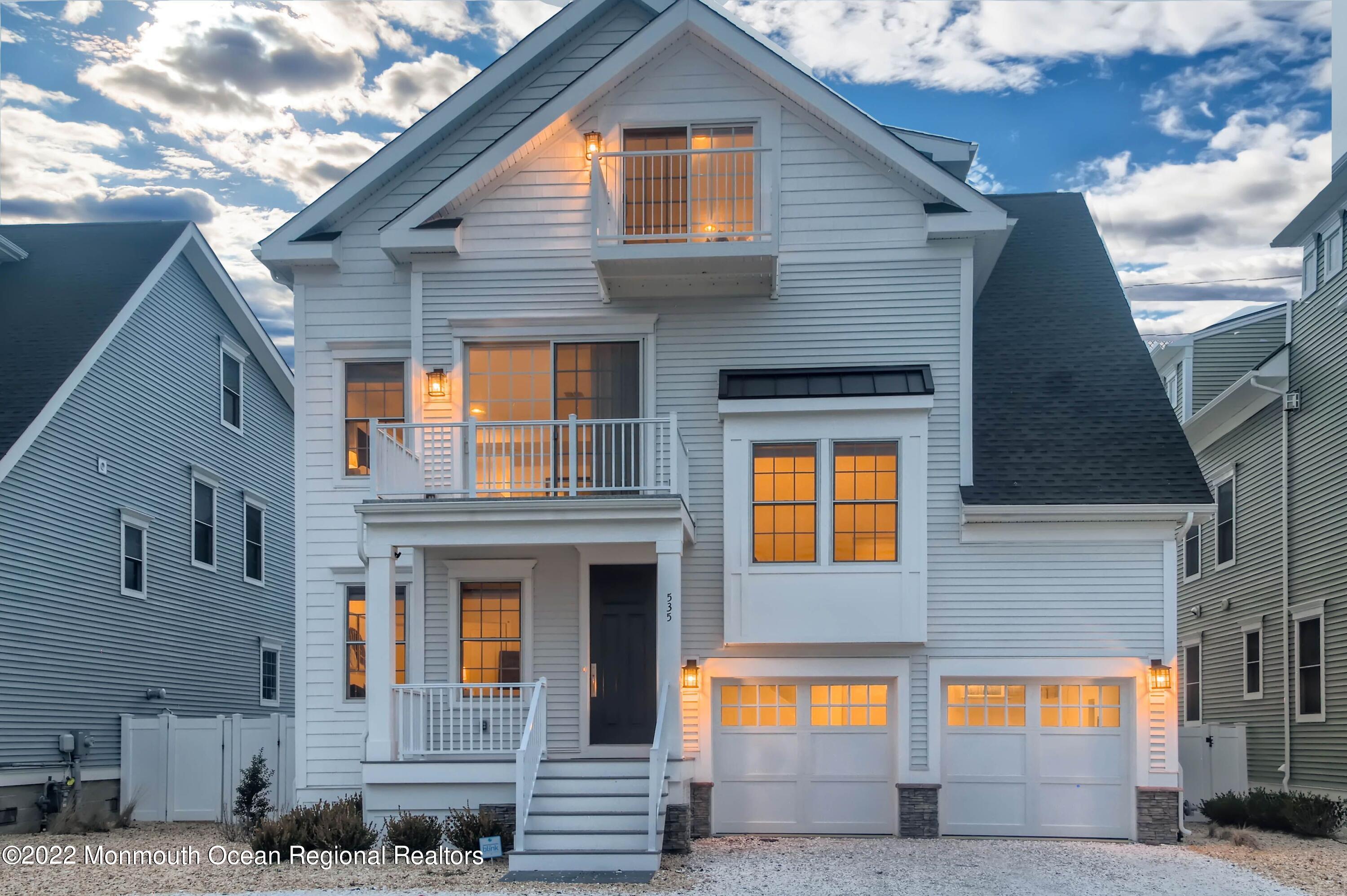 a front view of multiple houses