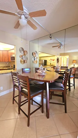 a view of a dining area with furniture