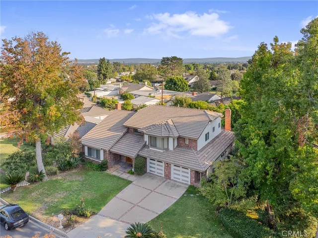 an aerial view of a house