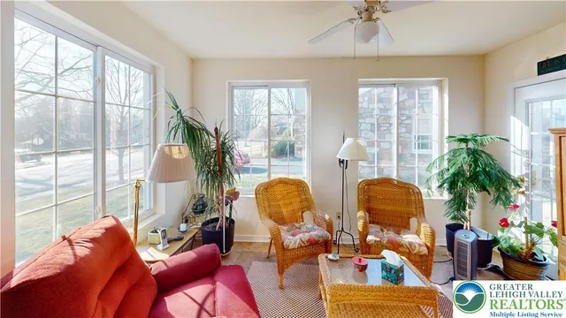 a living room filled with furniture and a potted plant