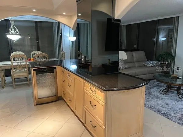 a view of kitchen with wooden floor