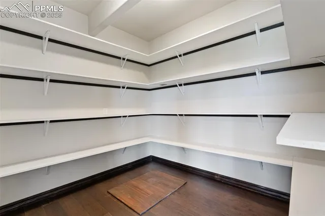 a view of an empty walk in closet