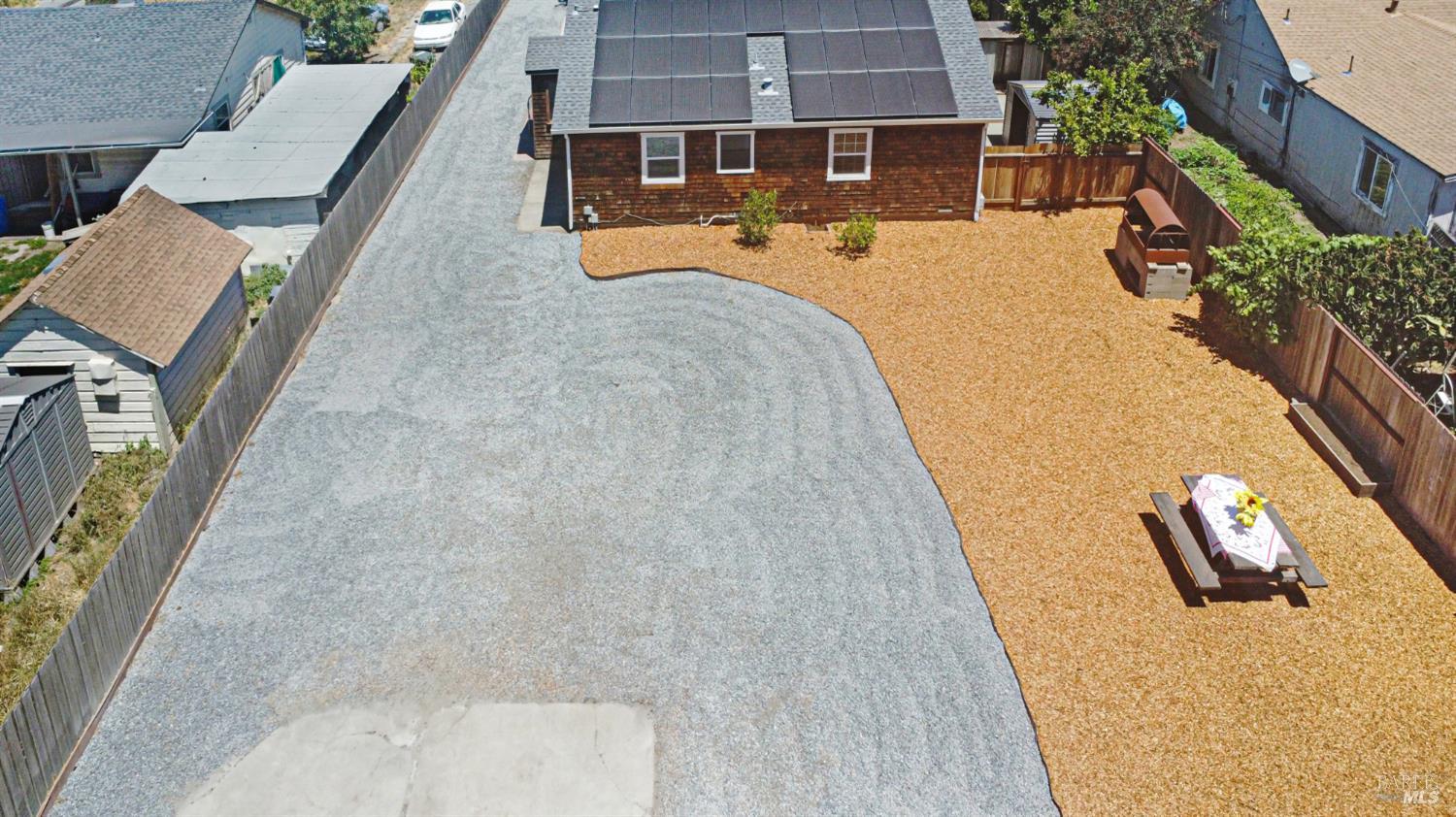 866 Yuba Drive Santa Rosa, CA 95407 - Photo 65 of 73 AERIAL VIEW OF 866 YUBA DRIVE GRAVEL DRIVEWAY & PICNIC AREA