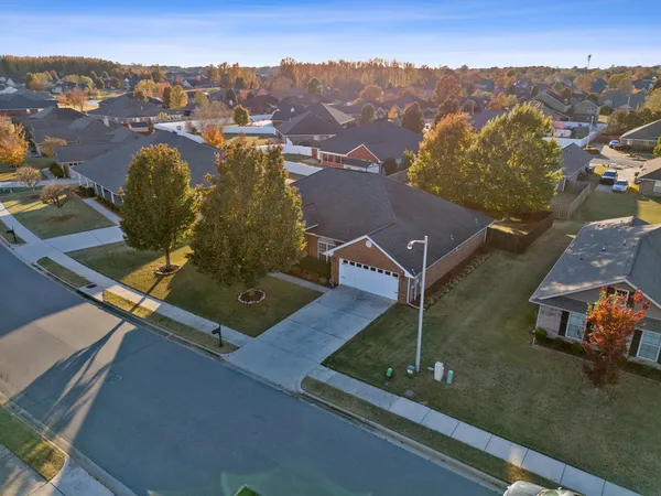 an aerial view of a pool table and mountain view