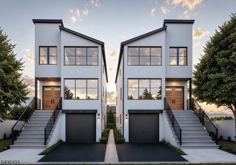 a front view of a house with a garage