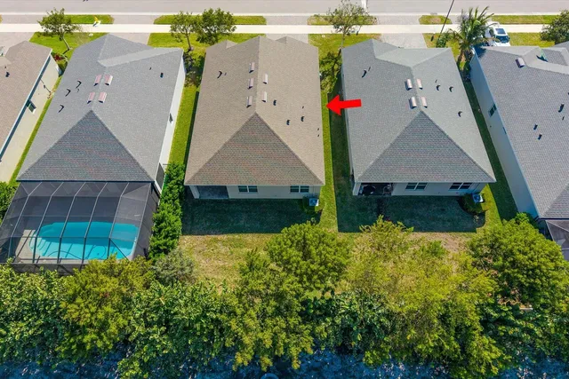 an aerial view of a house