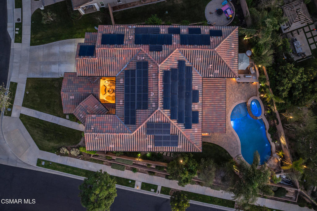 13148 Bent Grass Place Moorpark, CA 93021 - Photo 73 of 76 a aerial view of a house with swimming pool and garden space
