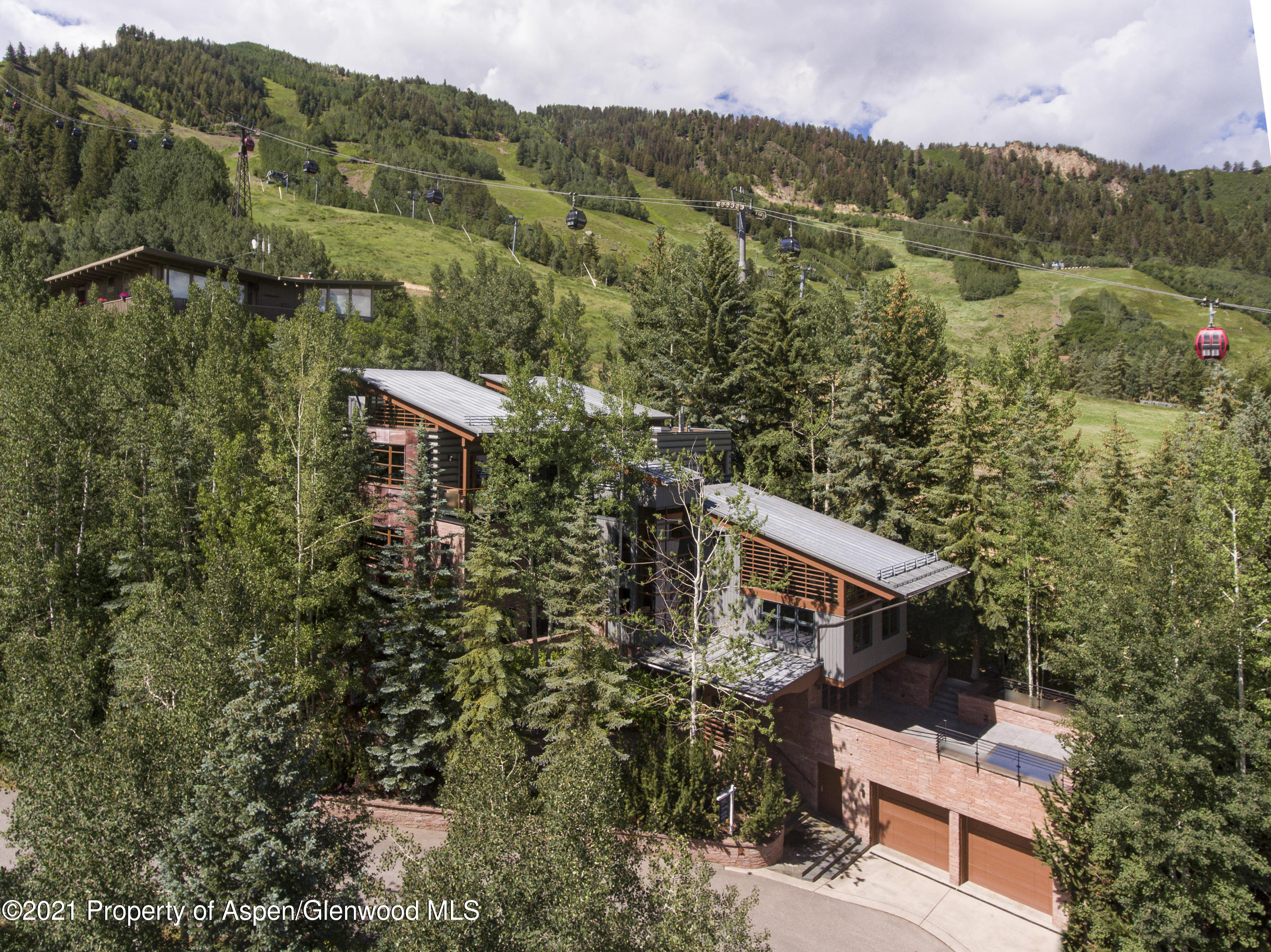 an aerial view of a house