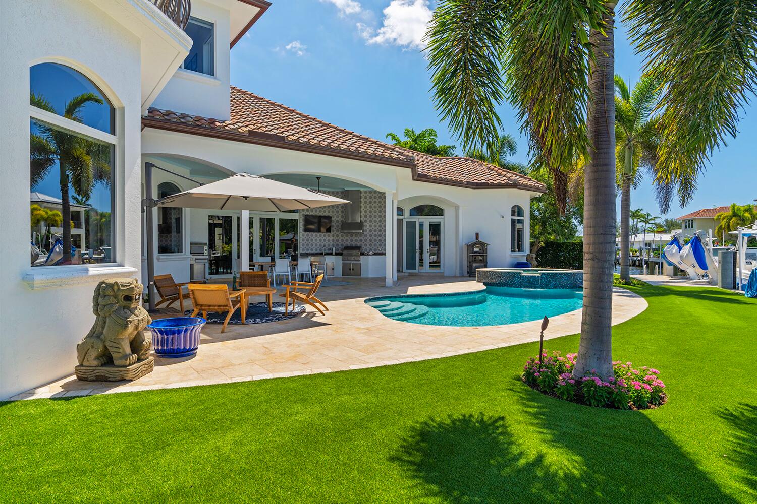 750 Northeast 37th Street Boca Raton, FL 33431 - Photo 6 of 50 a view of a house with swimming pool and a yard