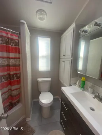 a bathroom with a sink toilet and mirror