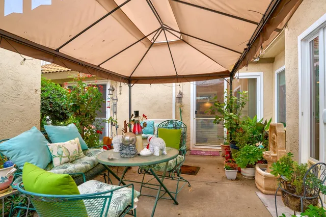 a view of an outdoor seating area