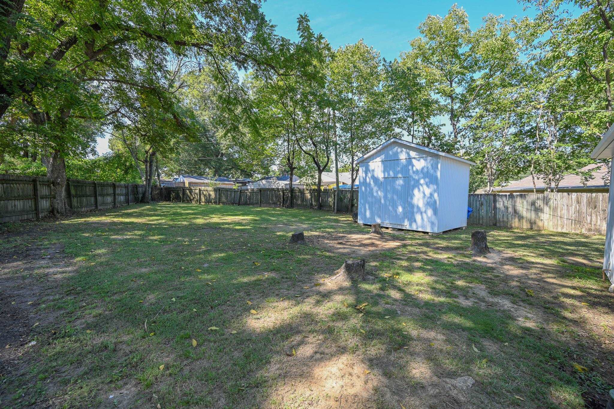 1105 Stratford Road Memphis, TN 38122 - Photo 22 of 26 Fenced backyard with a shed