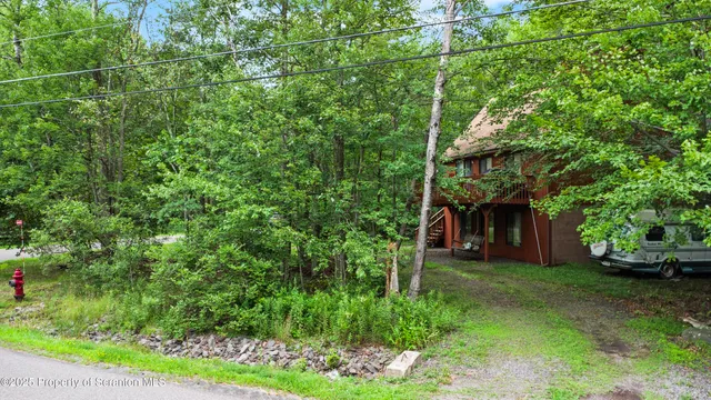 a view of a house with a tree and plants
