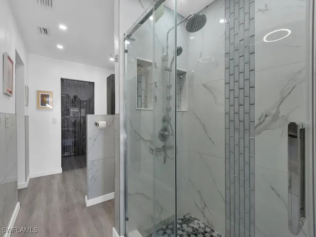 a bathroom with a shower