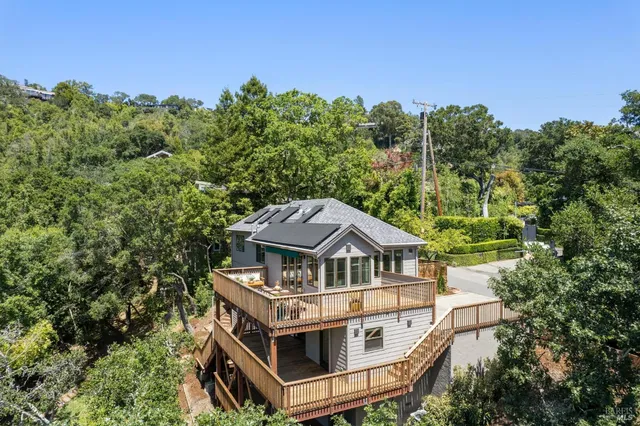 an aerial view of a house