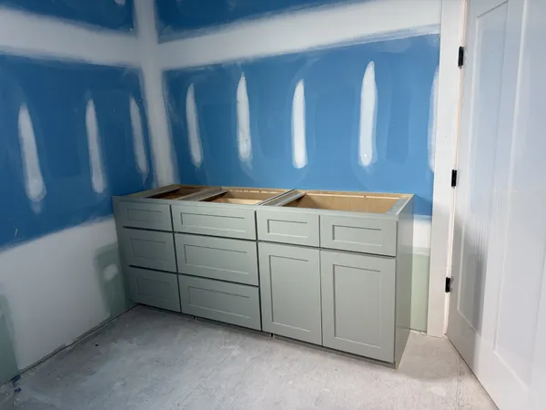a room with cabinet