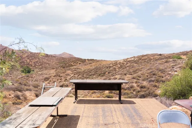 a view of mountains in the background