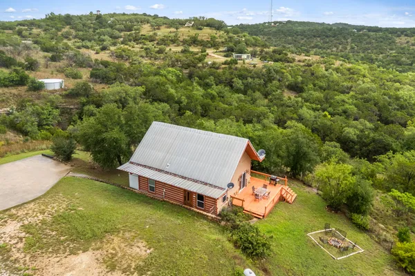 an aerial view of a house