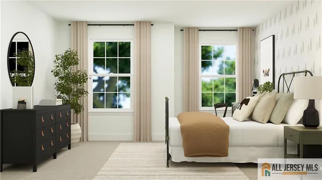 a bedroom with furniture and windows