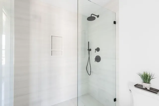 a bathroom with a shower