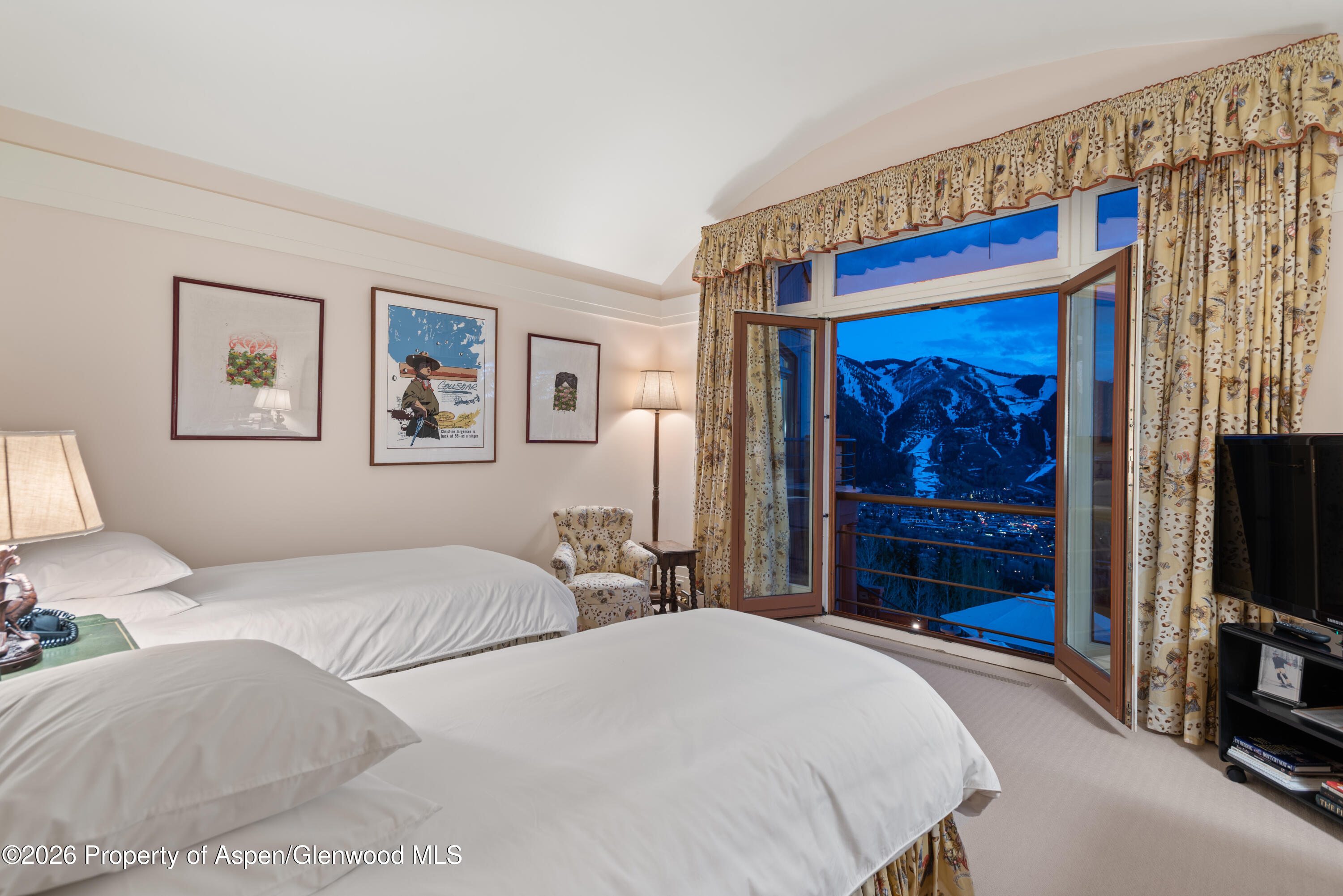 2131 Red Mountain Road Aspen, CO 81612 - Photo 23 of 31 a bedroom with a bed and a television