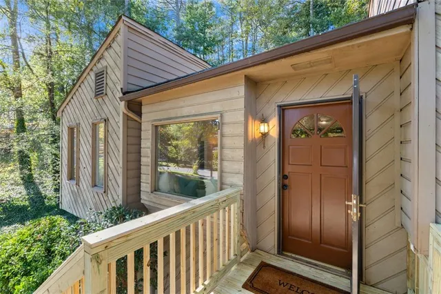 a view of a house with a small porch
