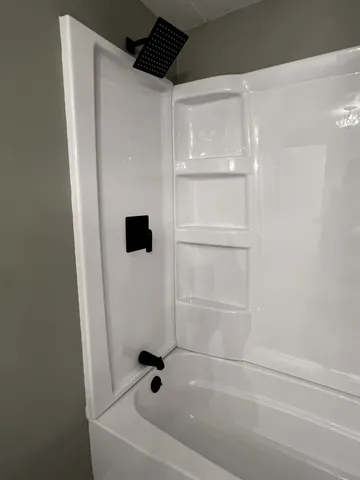 a bathroom with a bathtub