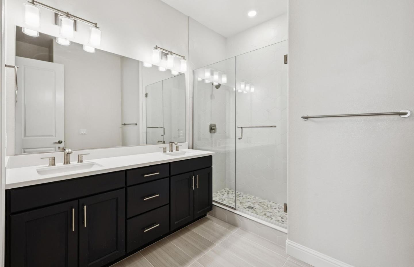 2425 Willow Way San Mateo, CA 94403 - Photo 17 of 39 a bathroom with a double vanity sink mirror and shower