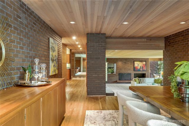 a lobby with furniture and window