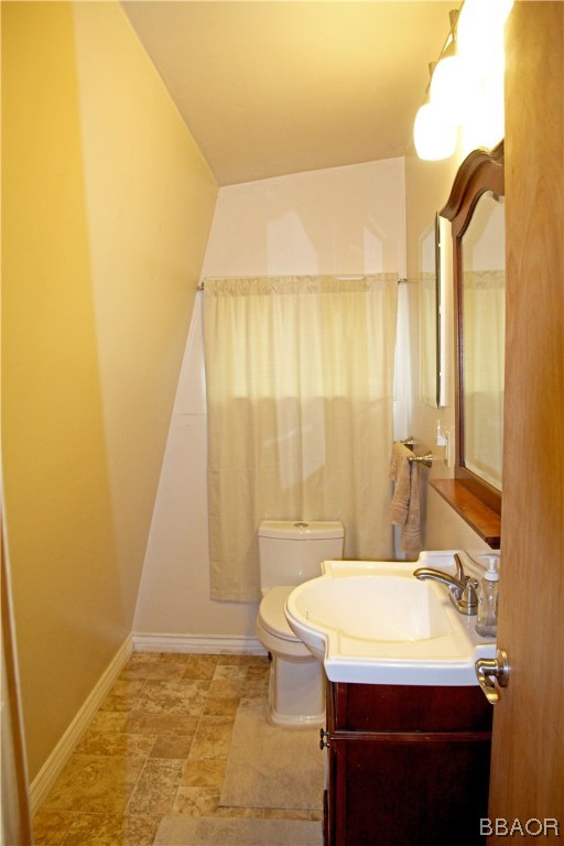 229 Pine Lane Sugarloaf, CA 92386 - Photo 16 of 24 a bathroom with a sink a toilet and a mirror