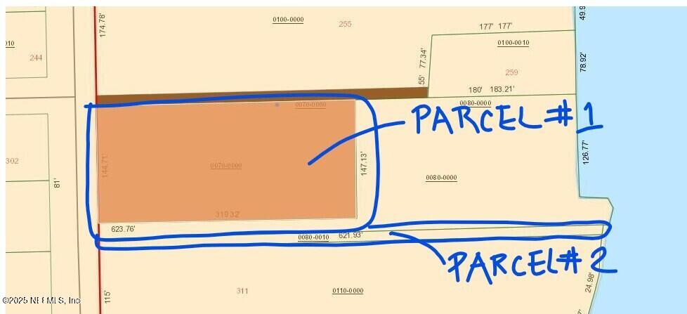 301 South Prospect Street Crescent City, FL 32112 - Photo 77 of 91 GIS map with Parcel 1 and Parcel 2 highl