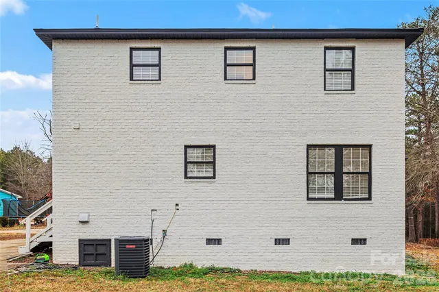 a front view of a building with windows