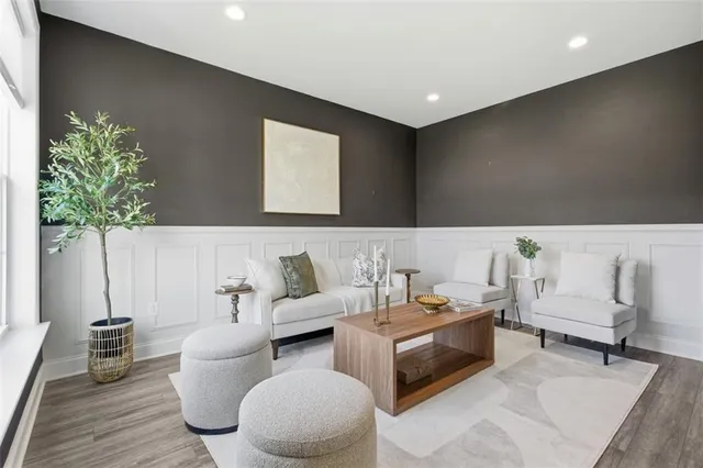 a living room with furniture