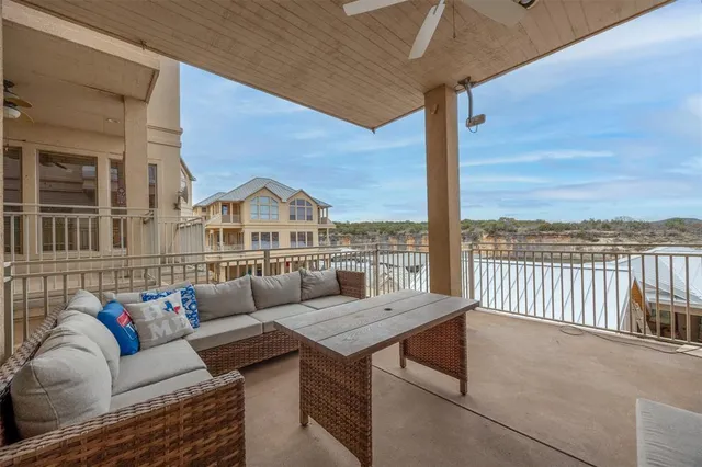 a view of a terrace with couches