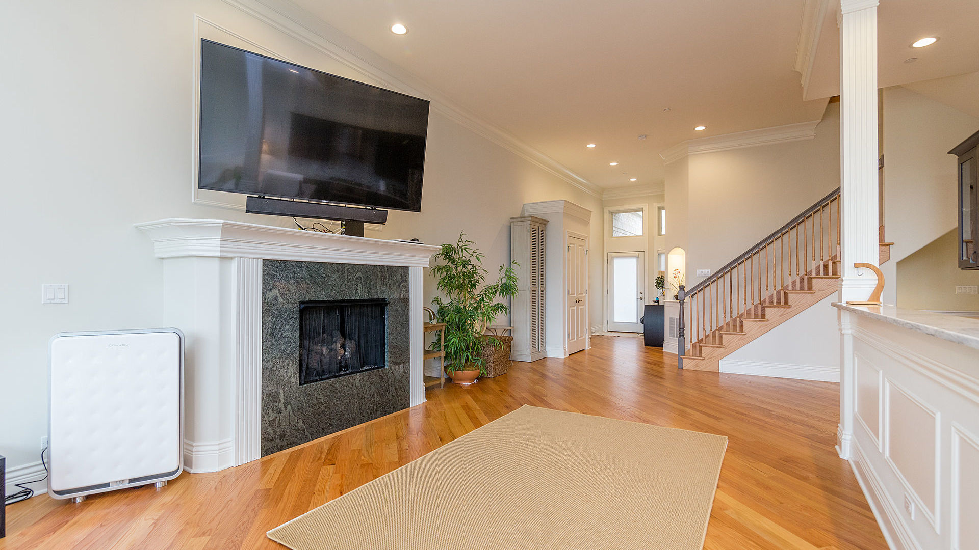 1412 Rue Paris Place Palatine, IL 60067 - Photo 7 of 20 a living room with furniture a flat screen tv and a fireplace