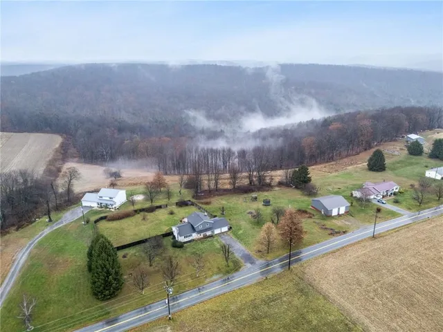 an aerial view of a houses