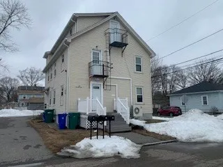 a front view of a house with patio