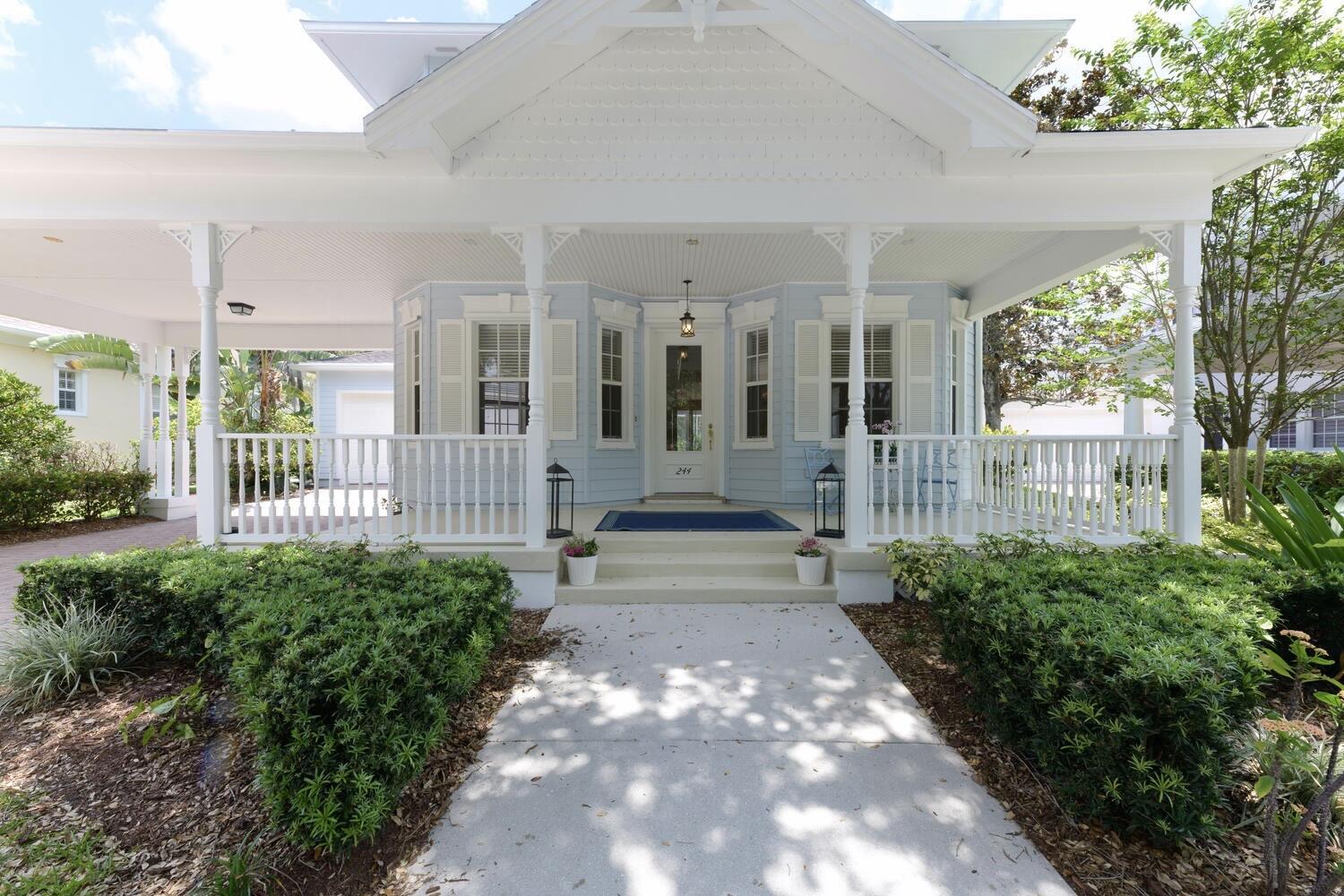 a view of a house with a garden
