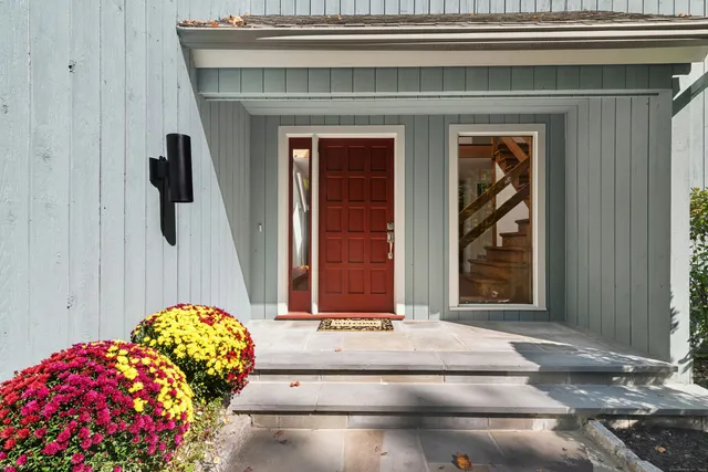 a front view of a house with entryway
