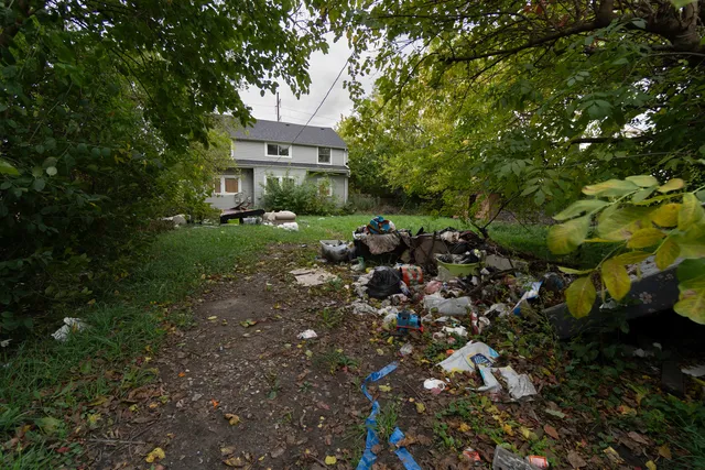 a backyard of a house with lots of green space