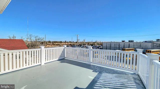 a terrace with a city view