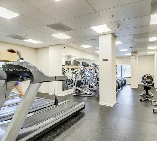 a view of a room with gym equipment