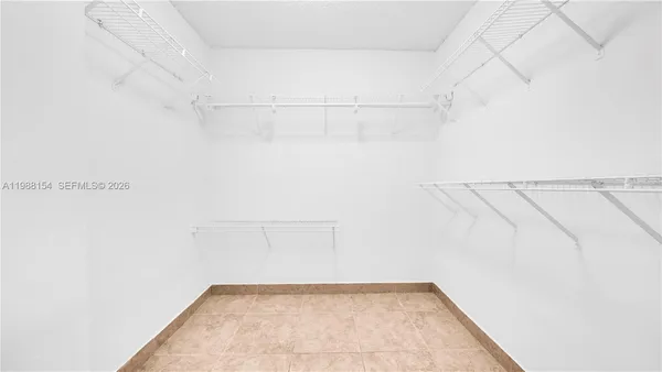 a view of a room with racks on the wall