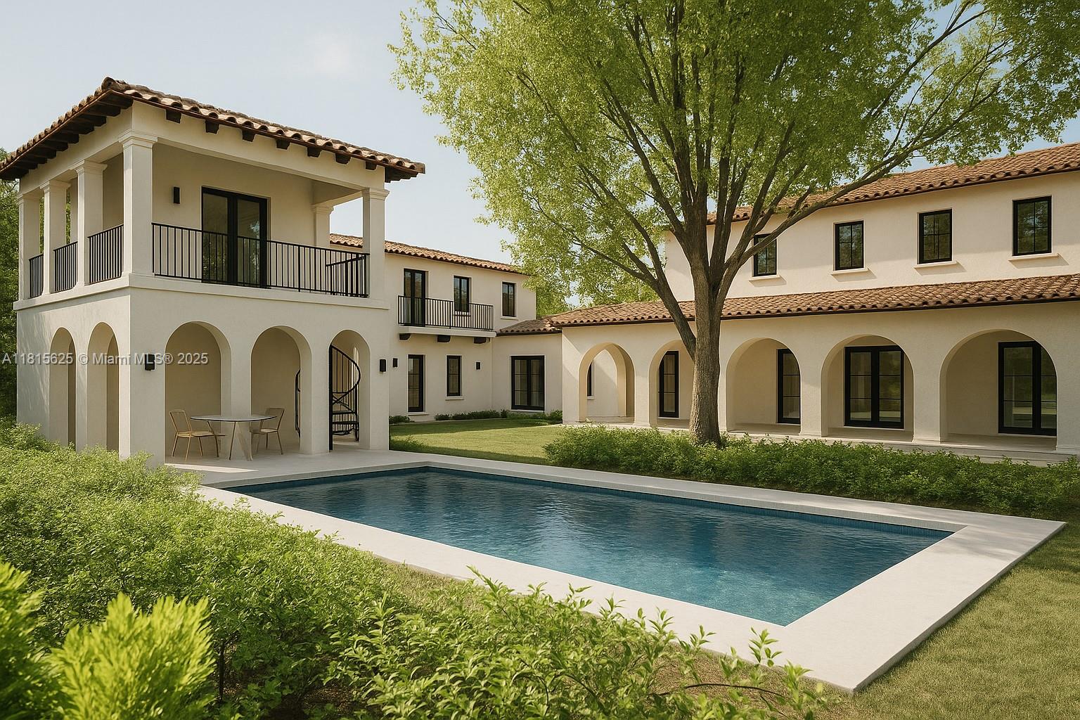 5905 North Bay Road Miami Beach, FL 33140 - Photo 3 of 13 A digital rendering that reimagines the existing home in all her original glamour—enhanced with a new pool and thoughtfully designed pool house for modern resort-style living