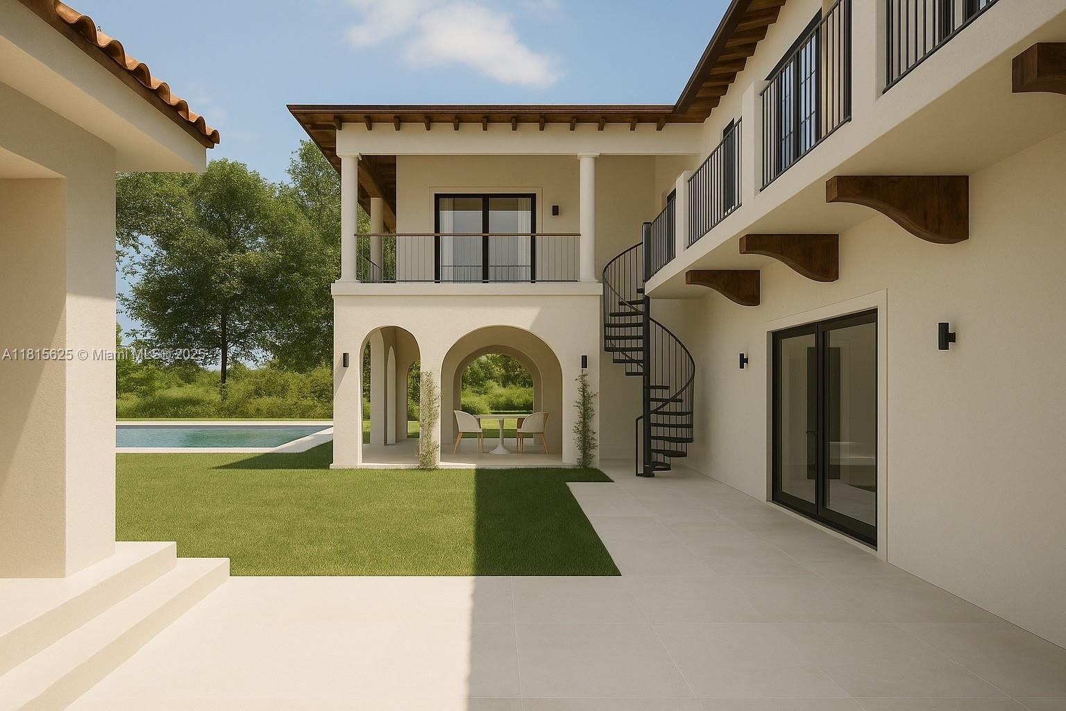 5905 North Bay Road Miami Beach, FL 33140 - Photo 4 of 13 A digital rendering that reimagines the existing home in all her original glamour—enhanced with a new pool and thoughtfully designed pool house for modern resort-style living