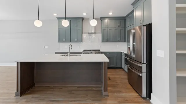 a bathroom with a bathtub and shower